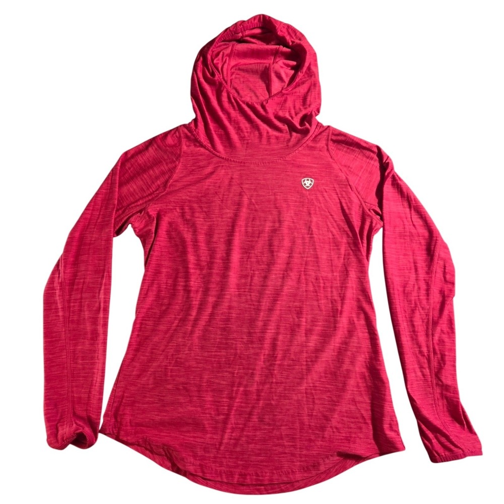 Ariat Womens Laguna LS Hood Pink Space Dye Active Hoodie Size L